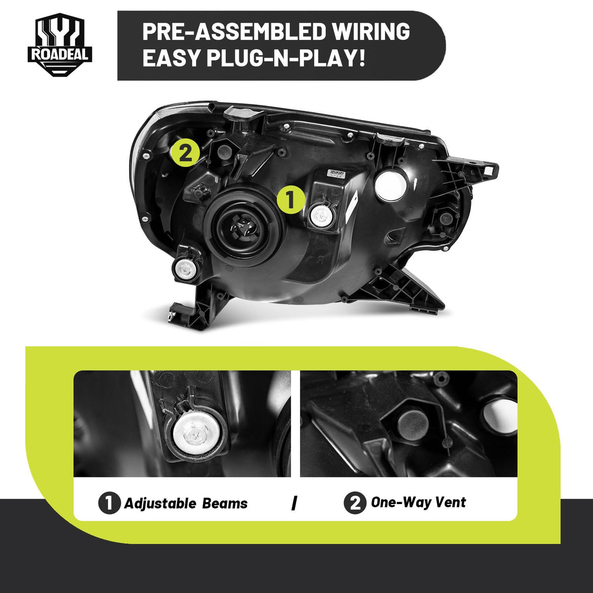 ROADEAL rear housing and connector view for plug-and-play installation benefit