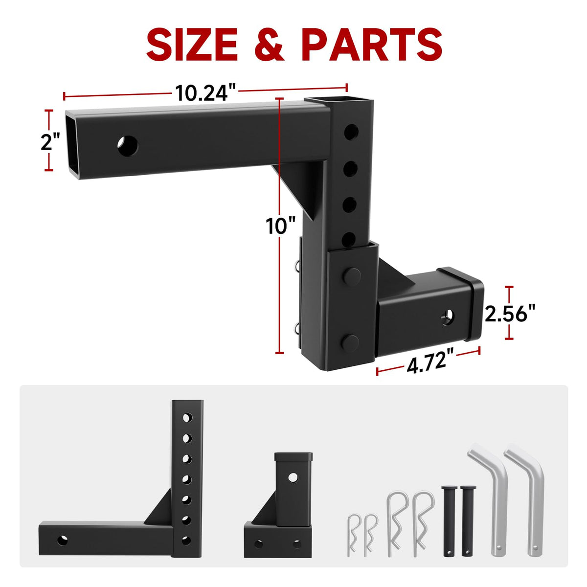 ROADGIVE hitch connected to trailer illustrating proper alignment and safer hauling