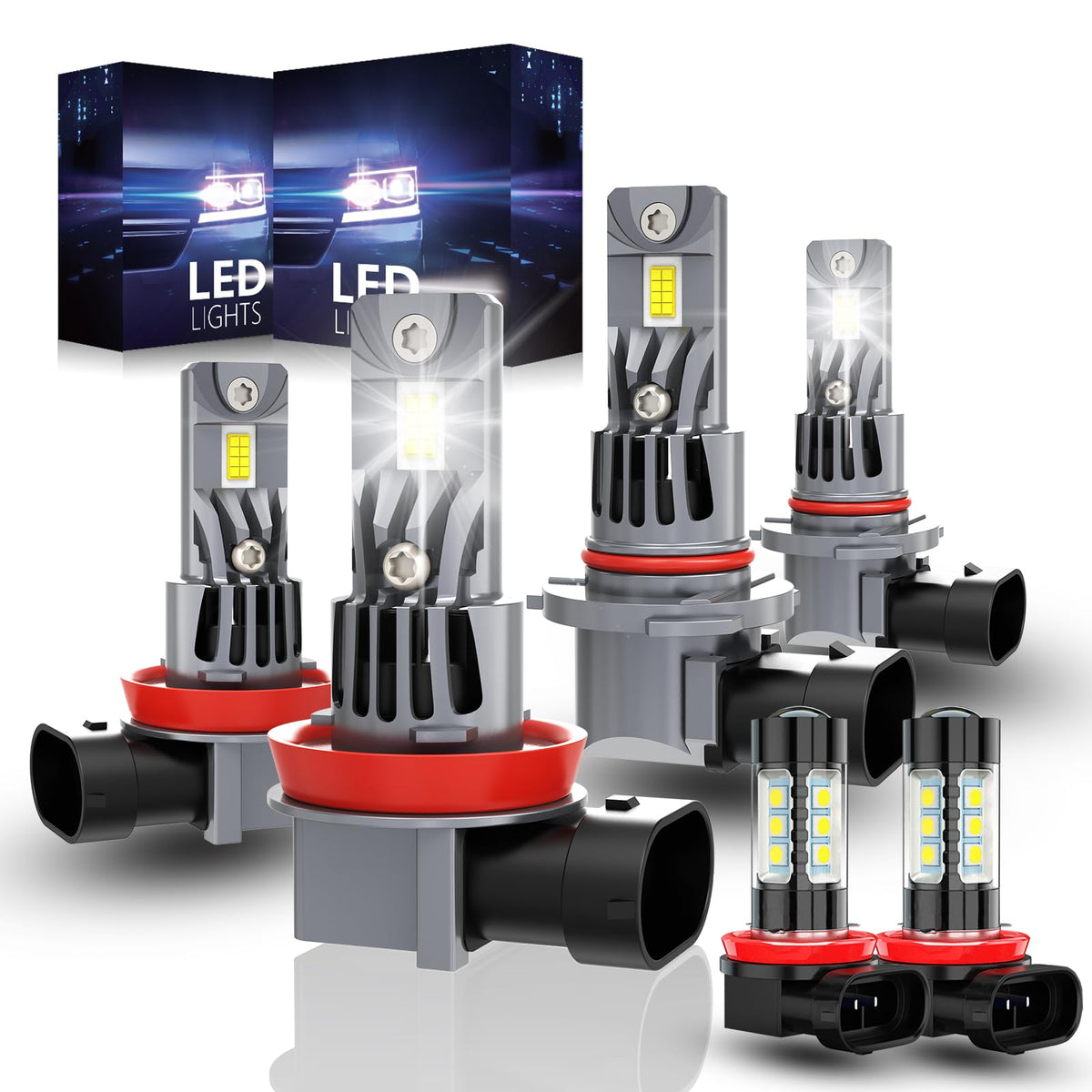 ROADLIT front packaging showing 6-pack bulbs and model fitment benefits