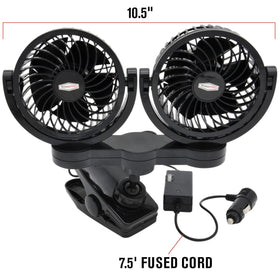 RoadPro heavy-duty clip detail securing fan, providing stable mounting