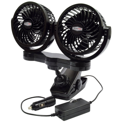 RoadPro front view showing dual fans and compact housing for focused airflow