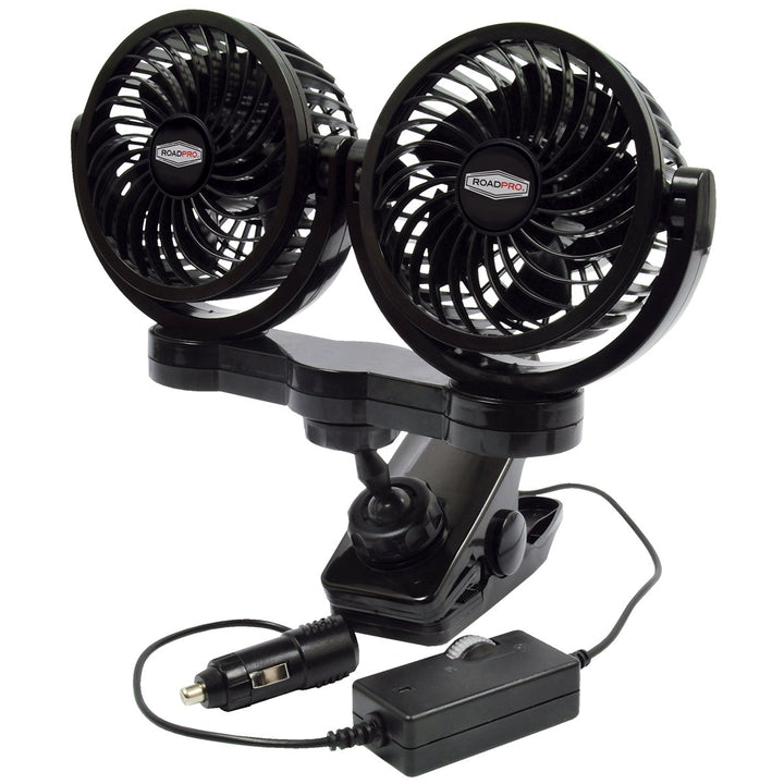 RoadPro front view showing dual fans and compact housing for focused airflow