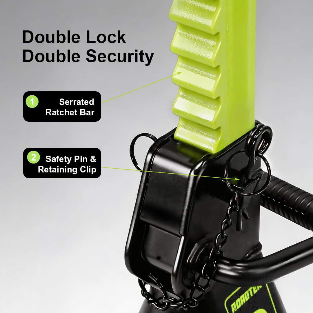 ROADTEK cast iron ratchet bar detail highlighting break-resistant strength