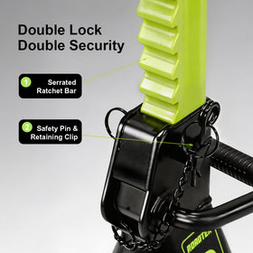 ROADTEK cast iron ratchet bar detail highlighting break-resistant strength