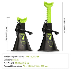 ROADTEK jack stand next to ruler showing scale and size clarity