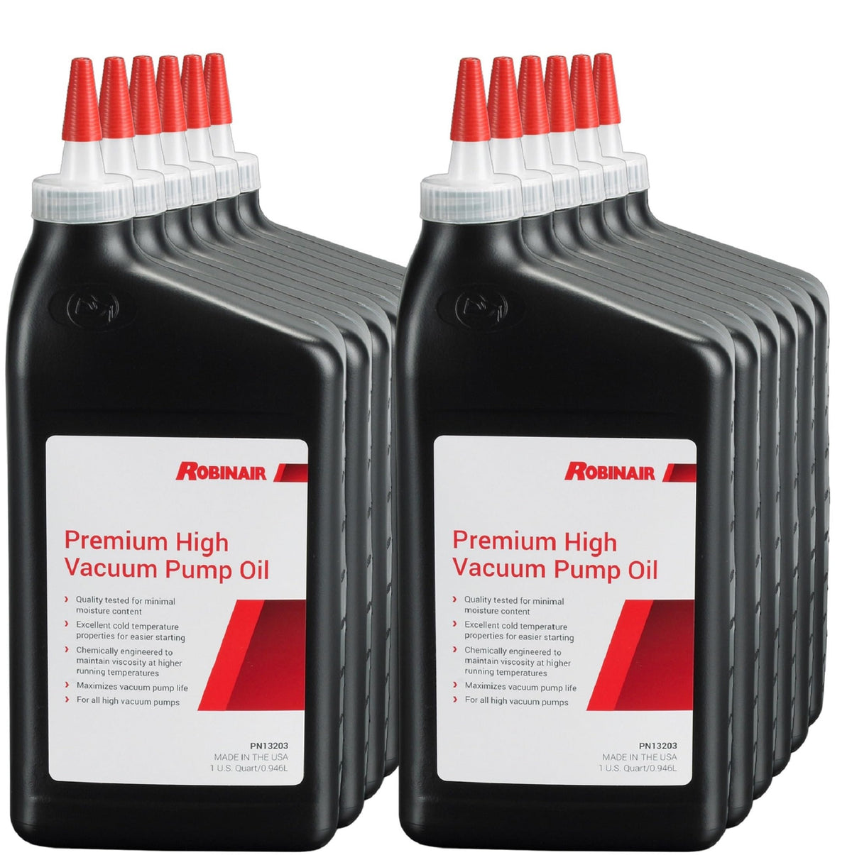 Robinair 13203 front label quart bottle showing product name and benefits