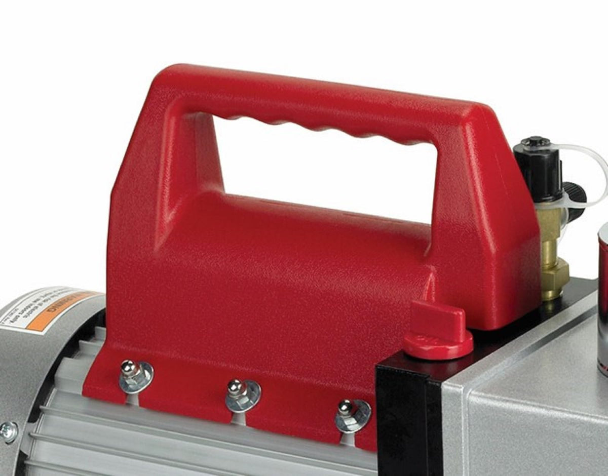 Robinair 15800 finned aluminum surfaces to dissipate heat and extend pump life