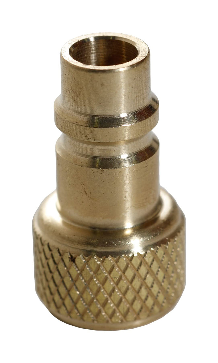 Robinair 16301 front view brass adapter showing threads and grip for reliable connections