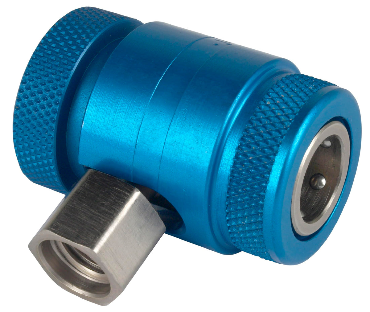 Robinair 18122 front view showing coupler and compact profile for tight spaces
