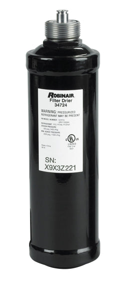Robinair 34724 front view showing compact spin-on design and durable finish