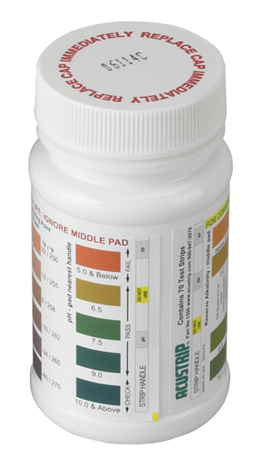 Robinair 75134 front packaging showing 50 test strips and color key for quick readings