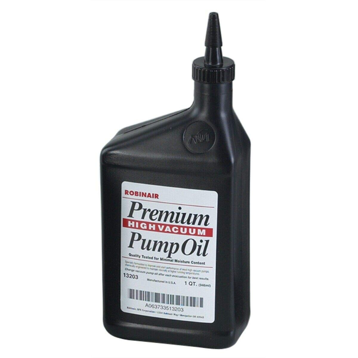 Robinair bottle beside vacuum pump demonstrating compatibility and reliable performance