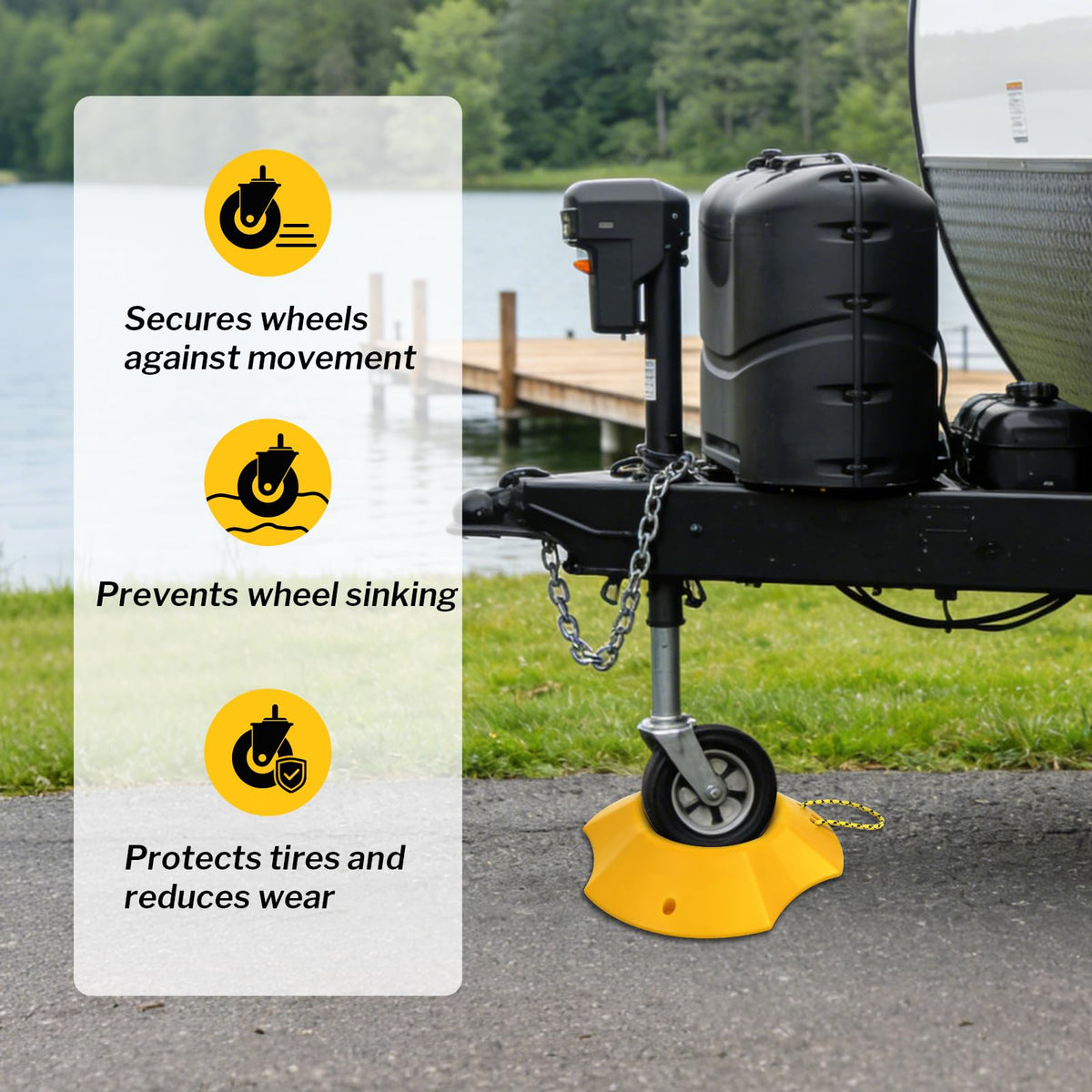 ROBLOCK fitting dual wheels on trailer showing versatile fit for different setups
