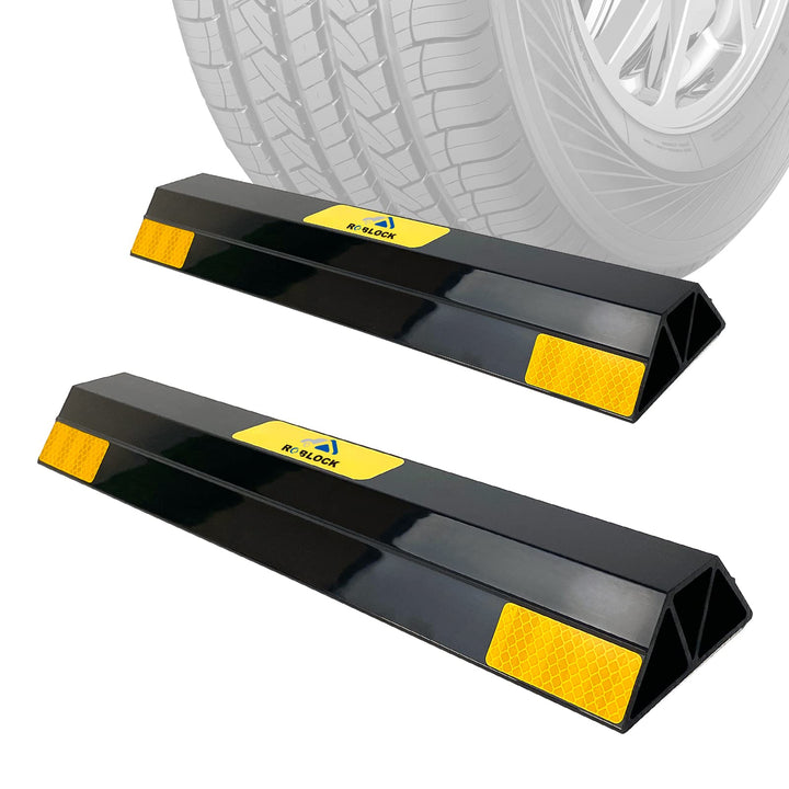 ROBLOCK front view showing 16-inch parking aid and two-pack for clear identification and convenience