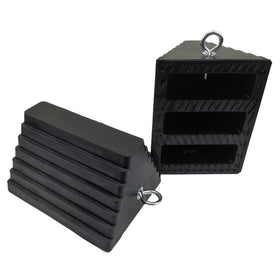 ROBLOCK front view of two chocks showing shape and visibility benefit