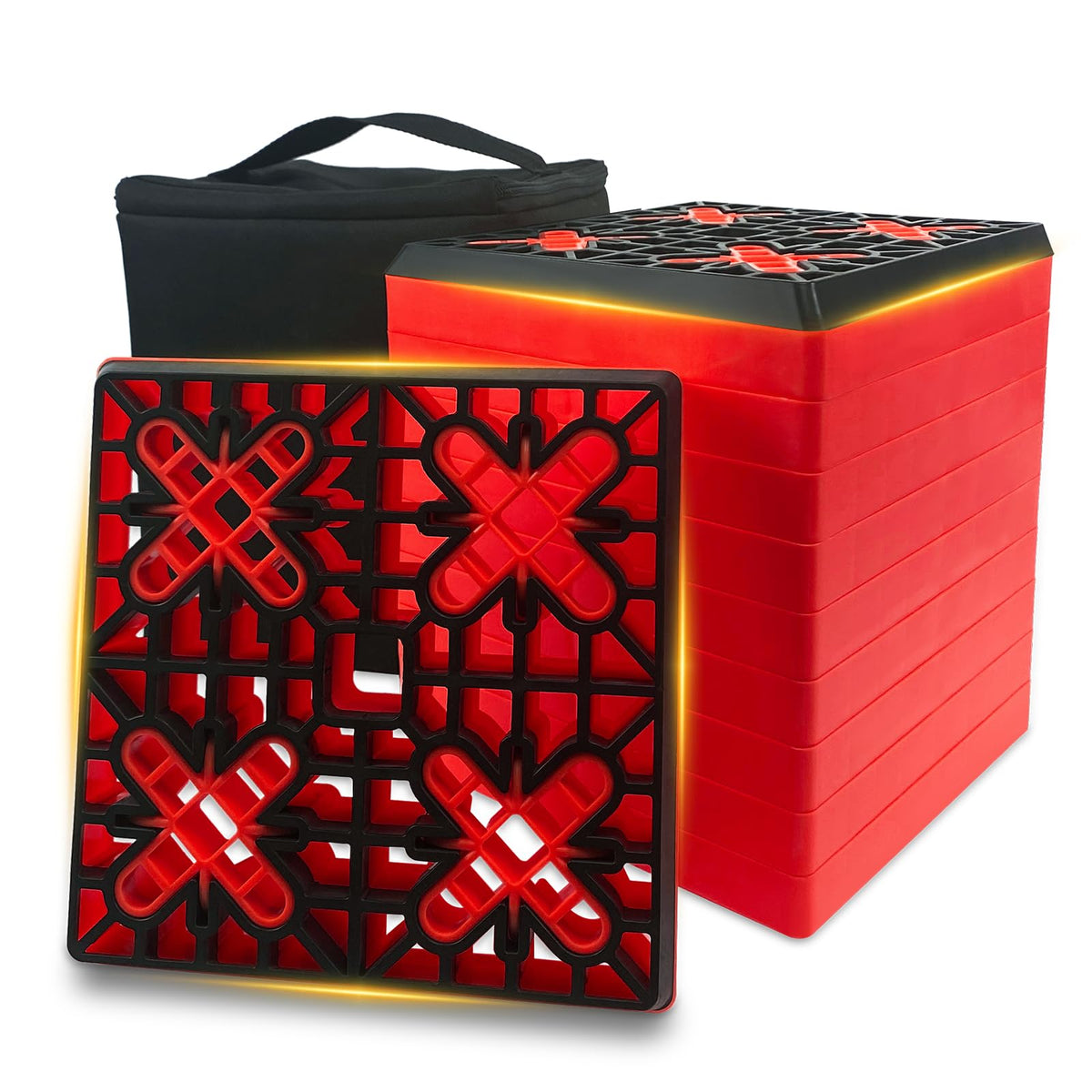 ROBLOCK front pack view showing all twelve blocks and bag for compact storage