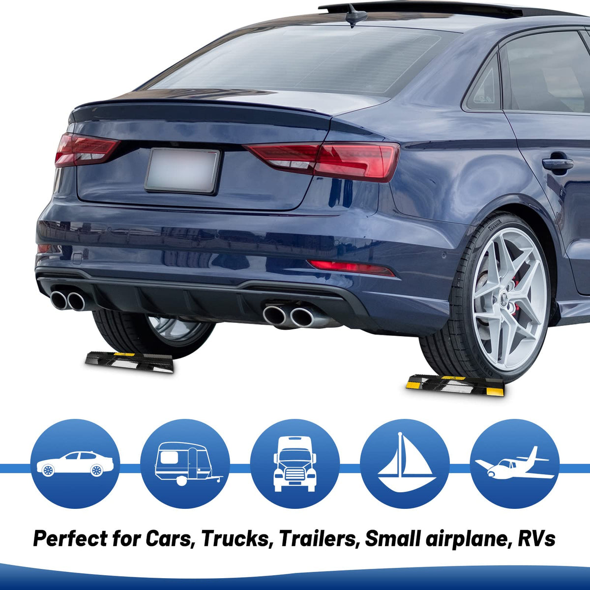ROBLOCK installed in garage with car stopping gently against it to protect bumpers and walls