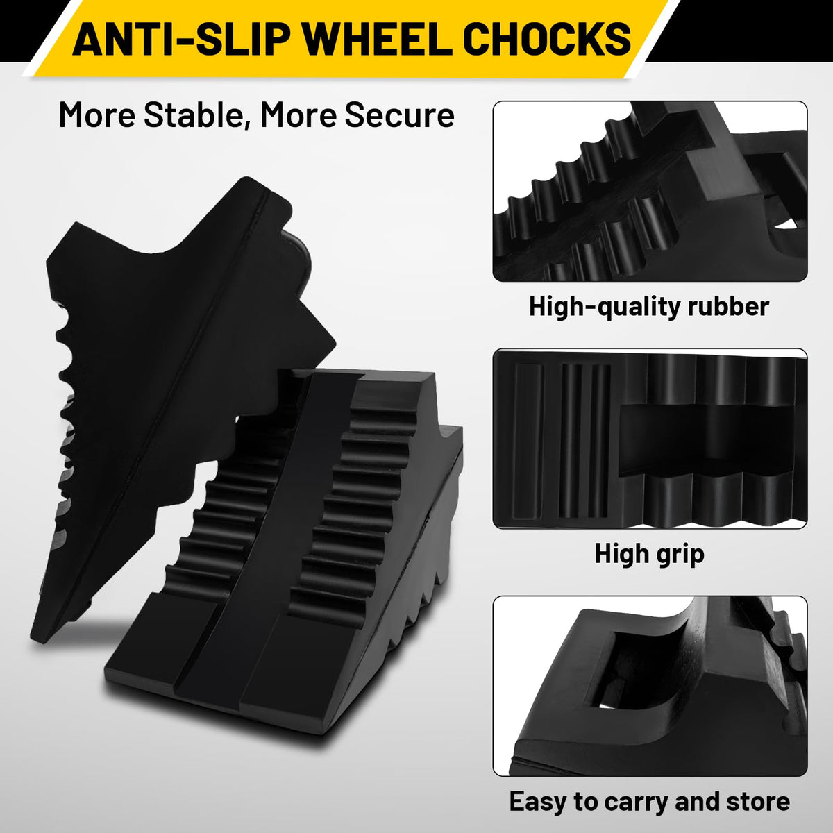 ROBLOCK chock placed against trailer tire showing stable support during parking