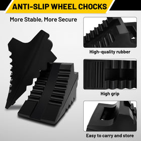 ROBLOCK chock placed against trailer tire showing stable support during parking
