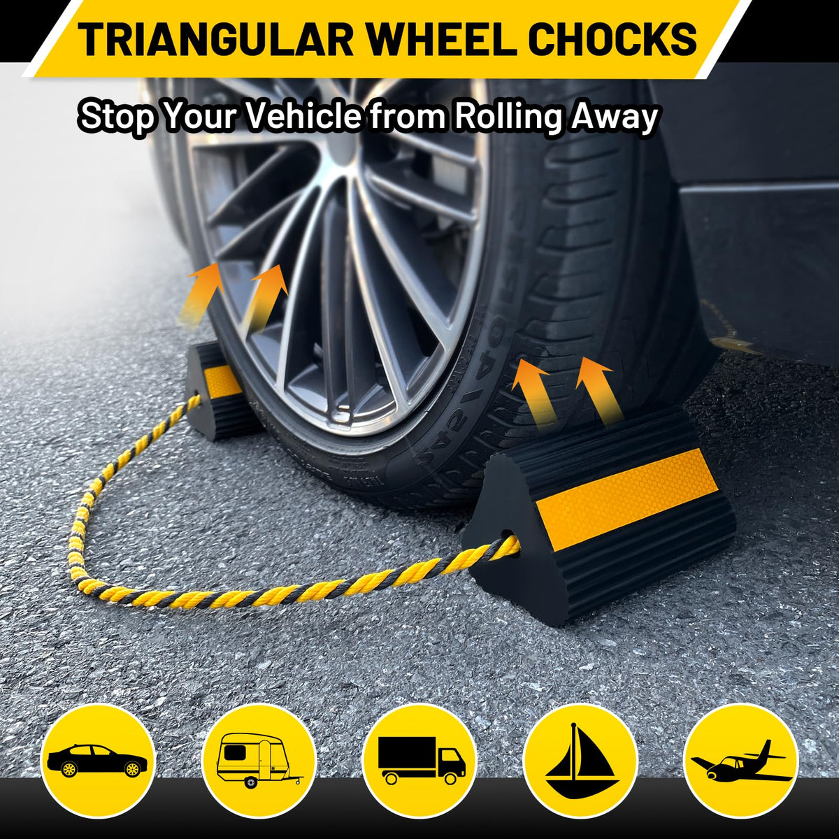 ROBLOCK in use under RV tire showing stable immobilization benefit