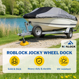 ROBLOCK installed under trailer wheel illustrating improved parking stability