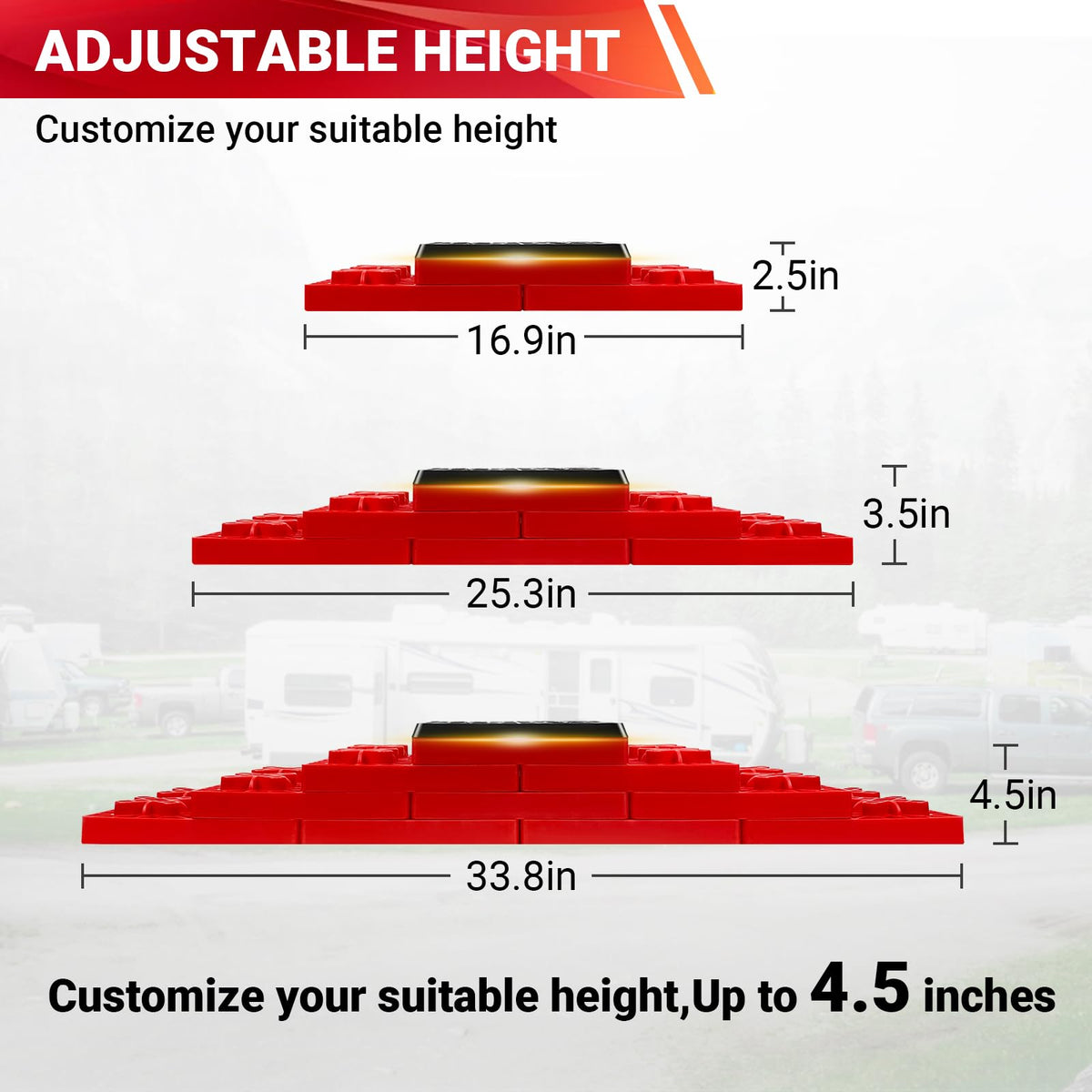 ROBLOCK rubber-top block supporting a jack foot for steady load distribution