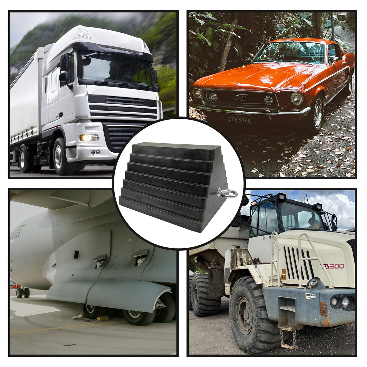 ROBLOCK chocks beside camper at campsite showing safety and reliability