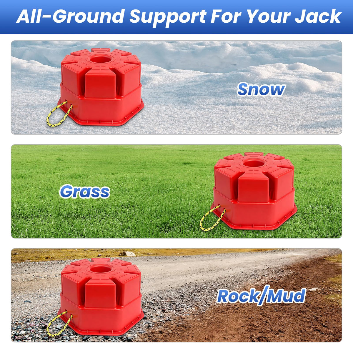 ROBLOck positioned at campsite under jack highlighting quick leveling advantage