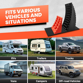 ROBLOck at campsite demonstrating convenient leveling and tire aid
