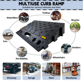 ROBLOCK ramp in use with car approaching curb for smoother transition