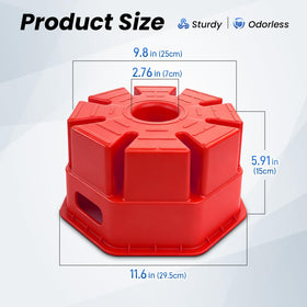 ROBLOck side profile with dimensions indicating 6-inch height for reduced jack travel