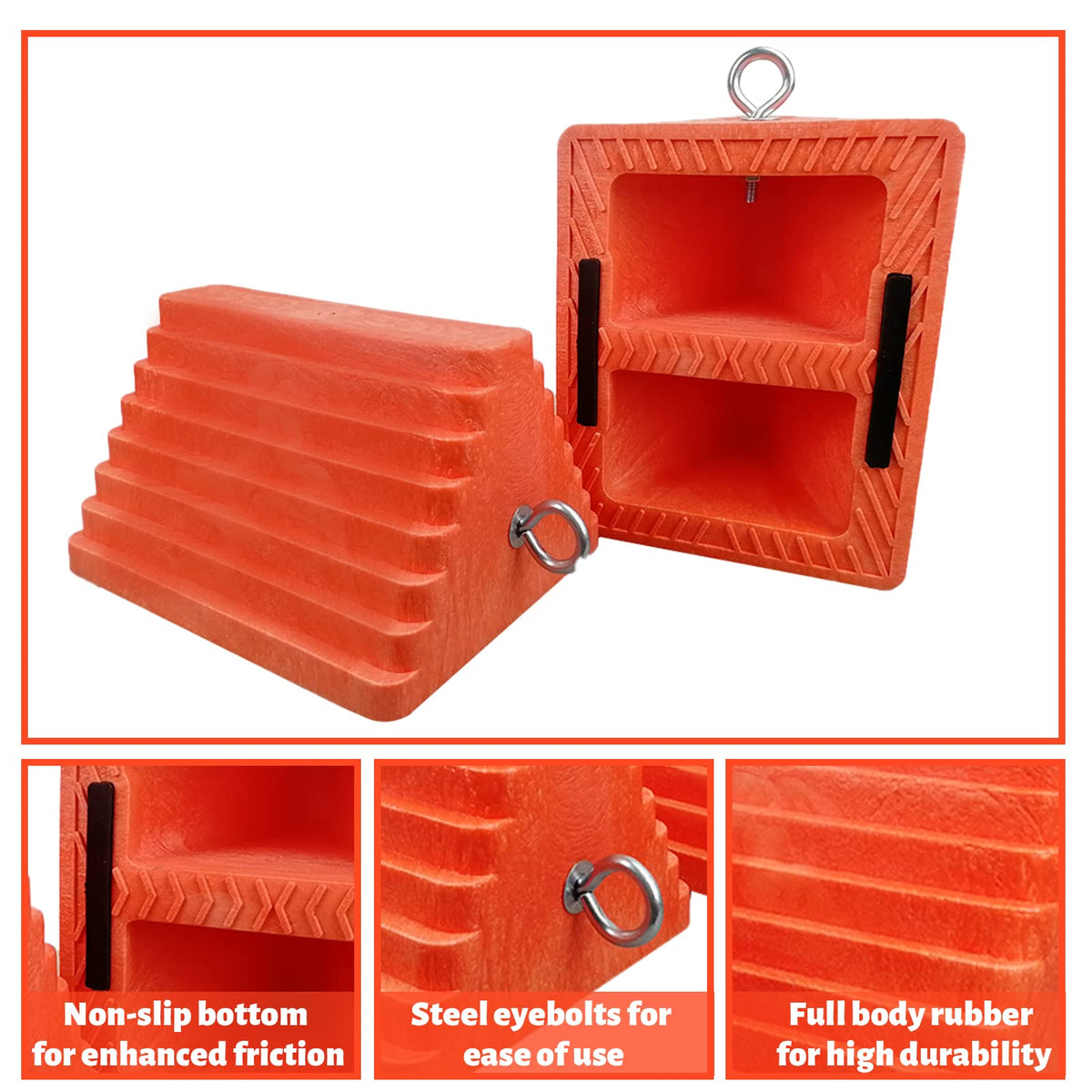 ROBLOK side profile of wedge shape demonstrating tire contact, increases grip