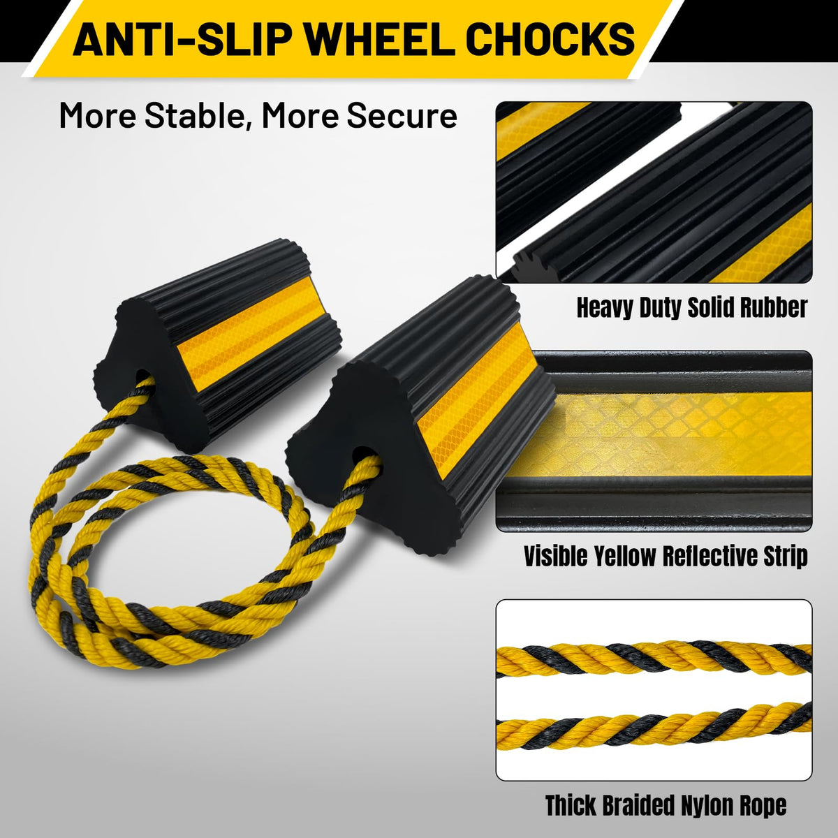 ROBLOCK side profile wedge shape demonstrating strong tire lock benefit