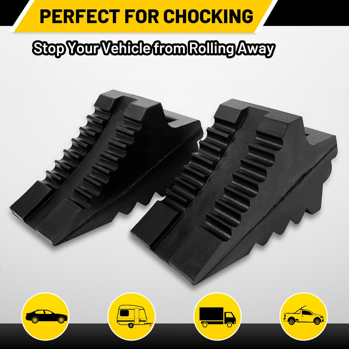ROBLOCK chock next to ruler for size comparison and easy storage benefit