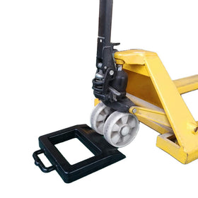 ROBLOck chock in warehouse next to pallet truck illustrating stable loading