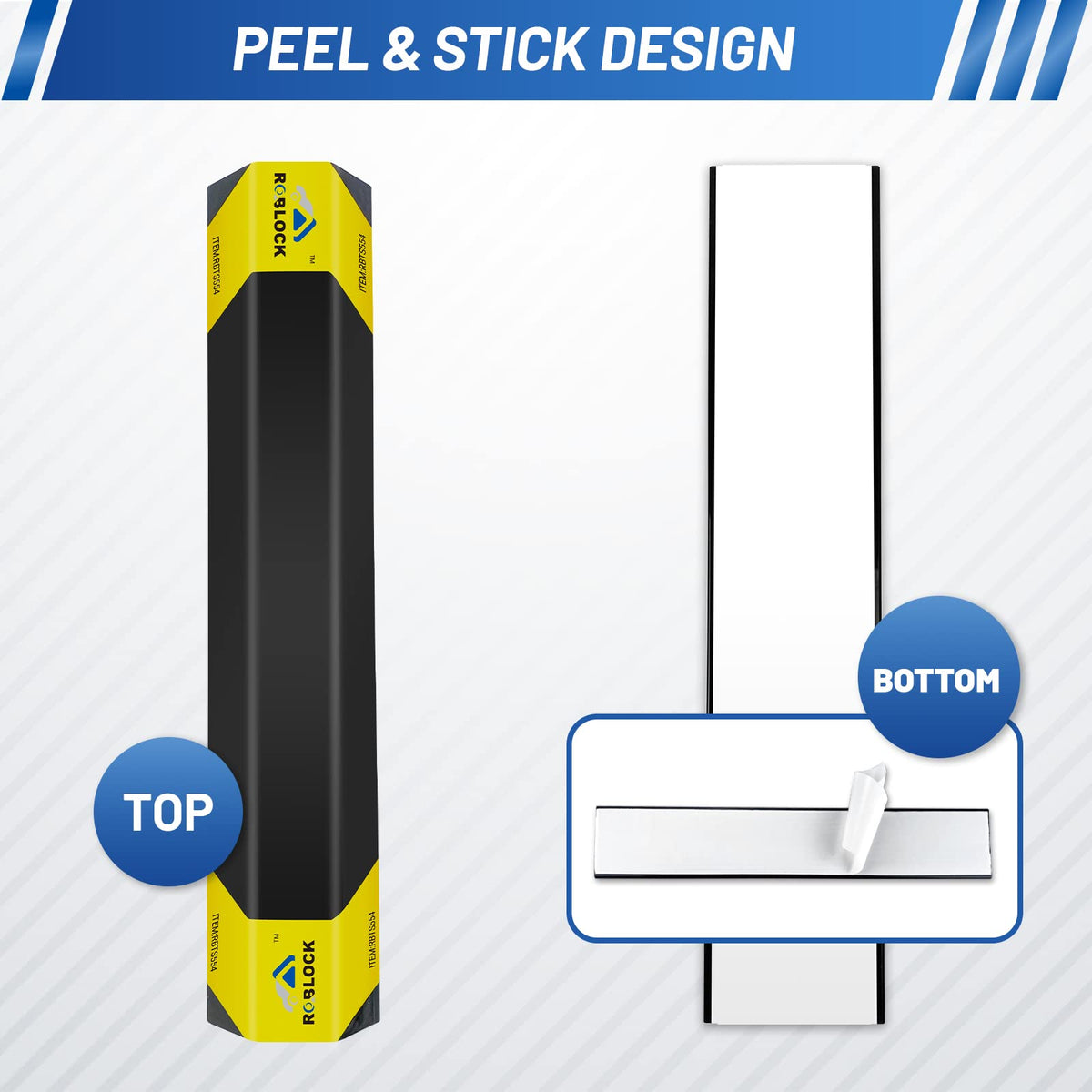 ROBLOK visible yellow safety stripes improving garage visibility and safer parking