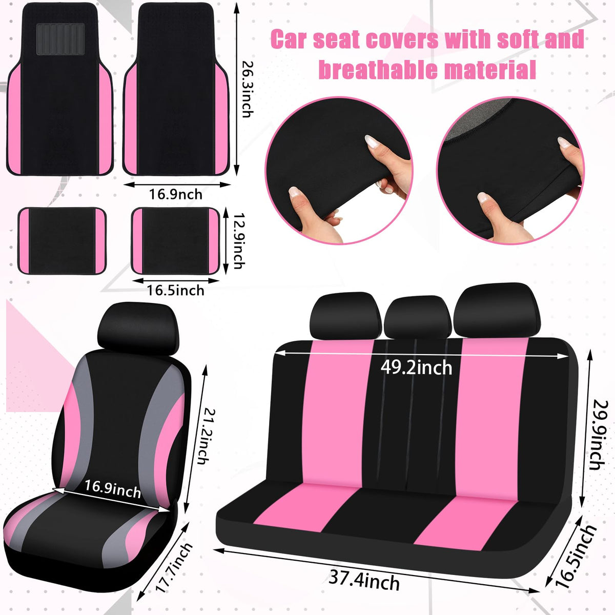 ROCEEI gear shift and handbrake covers detail, cozy texture for hands