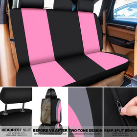 ROCEEI rear bench with headrest covers installed, cohesive look benefit