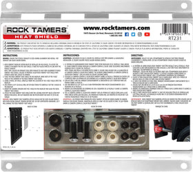 Rock Tamers installed on truck mudflap showing heat protection during operation