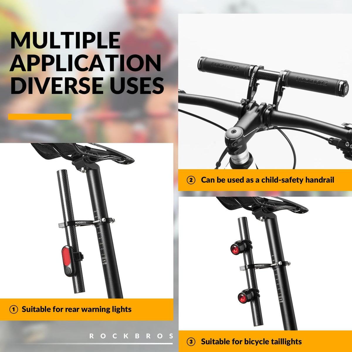 ROCKBROS extender mounted with smartphone during ride keeping screen centered and easy to glance at
