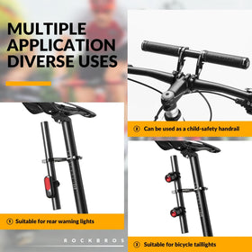 ROCKBROS extender mounted with smartphone during ride keeping screen centered and easy to glance at