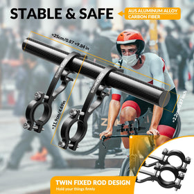 ROCKBROS extender carrying GPS and front light demonstrating multi-accessory mounting versatility