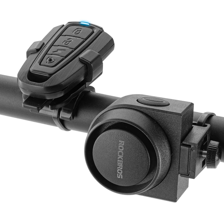 ROCKBROS front view of alarm unit showing compact anti-theft design and deterrence