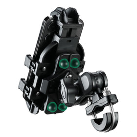 ROCKBROS front view aluminum mount showing compact secure frame and stability benefit