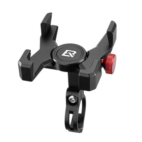 ROCKBROS front view handlebar mount showing sturdy aluminum hold and stable positioning