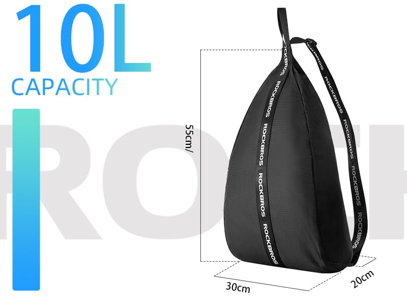 ROCKBROS backpack beside a helmet showing size and fit comparison