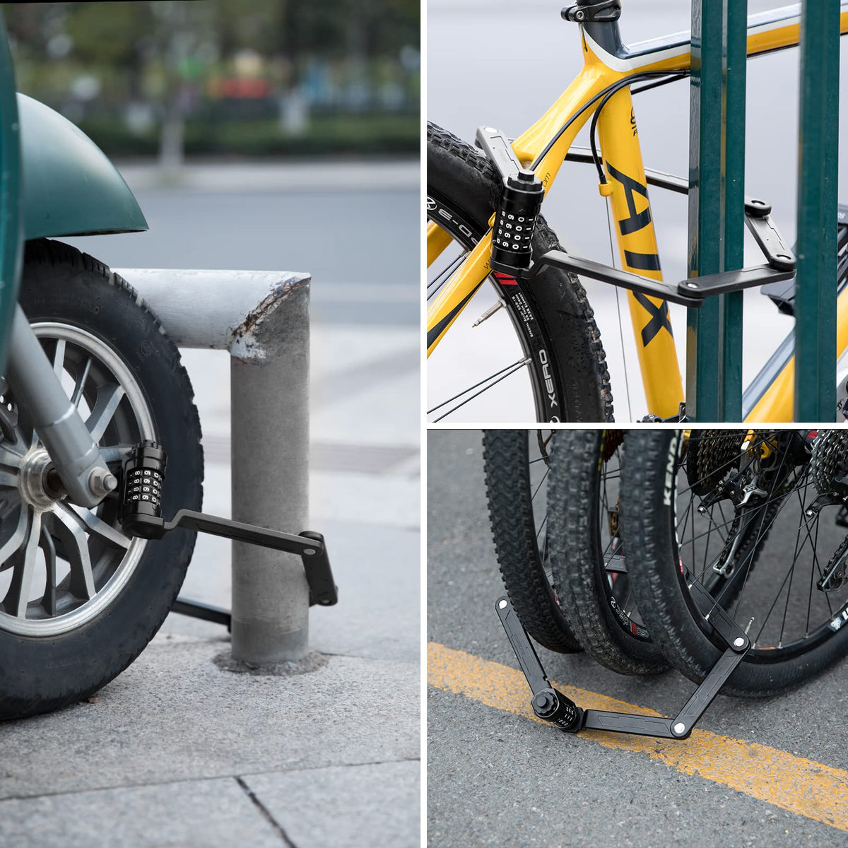 ROCKBROS lock mounted on bike frame with bracket for convenient transport benefit