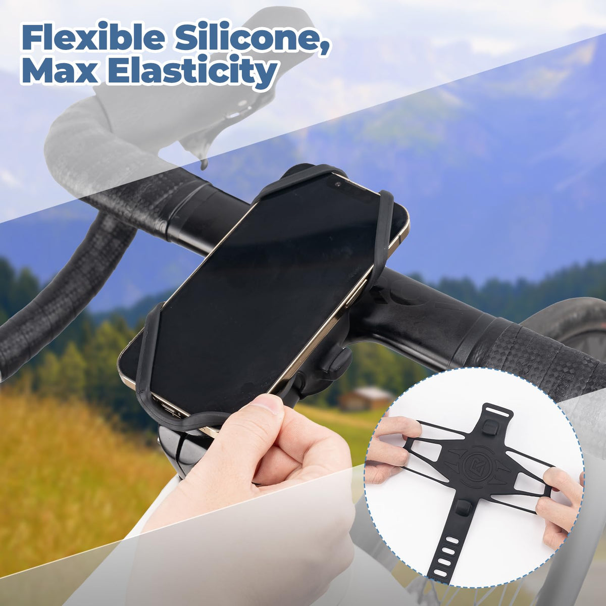 ROCKBROS mounted phone on stem displaying navigation for safer rides