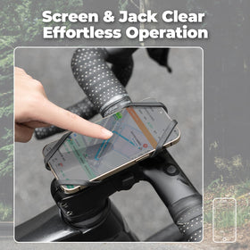 ROCKBROS phone with slim case attached to stem illustrating scratch protection