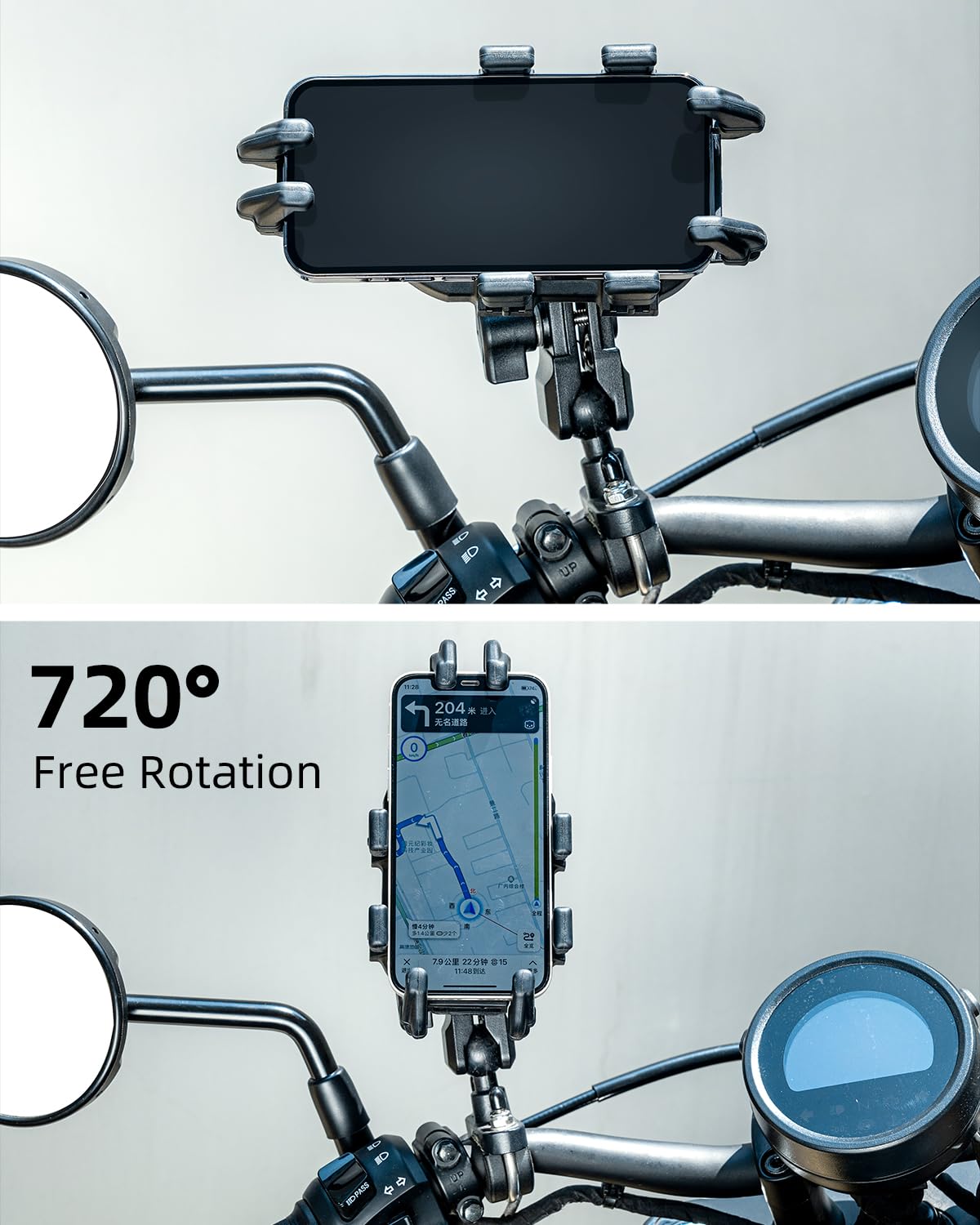 ROCKBROS rotation adjustment demo showing dual 360-degree positioning benefit